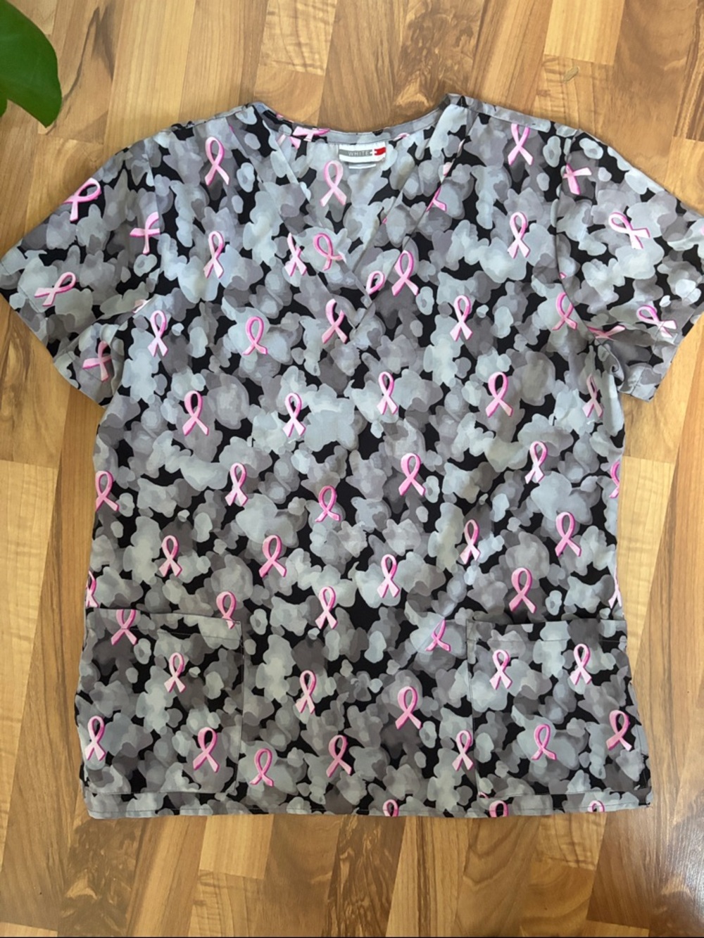 Breast cancer awareness scrub top
